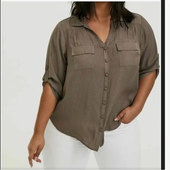 Torrid Striped Button Down Blouse - Picture 1 of 7